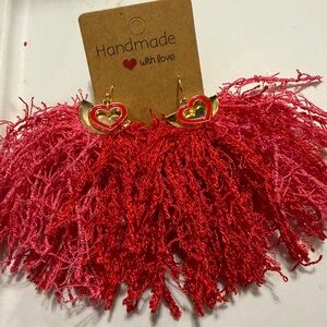 Red, Pink and Gold Heart Earrings